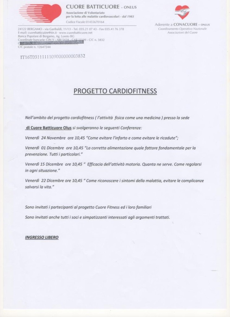 Progetto cardiofitness Cuore Batticuore